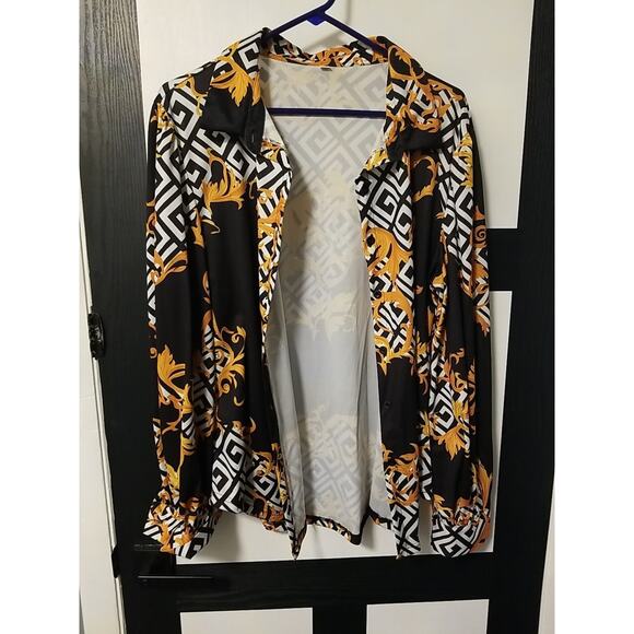 Black White Yellow Floral Womens shirt size XL (New) - Picture 3 of 5